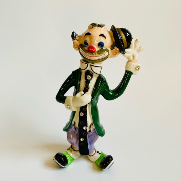 Vintage 1960’s Clown Hobo with Rhinestones Tie Tipping Hat Figurine Japan - Picture 1 of 9